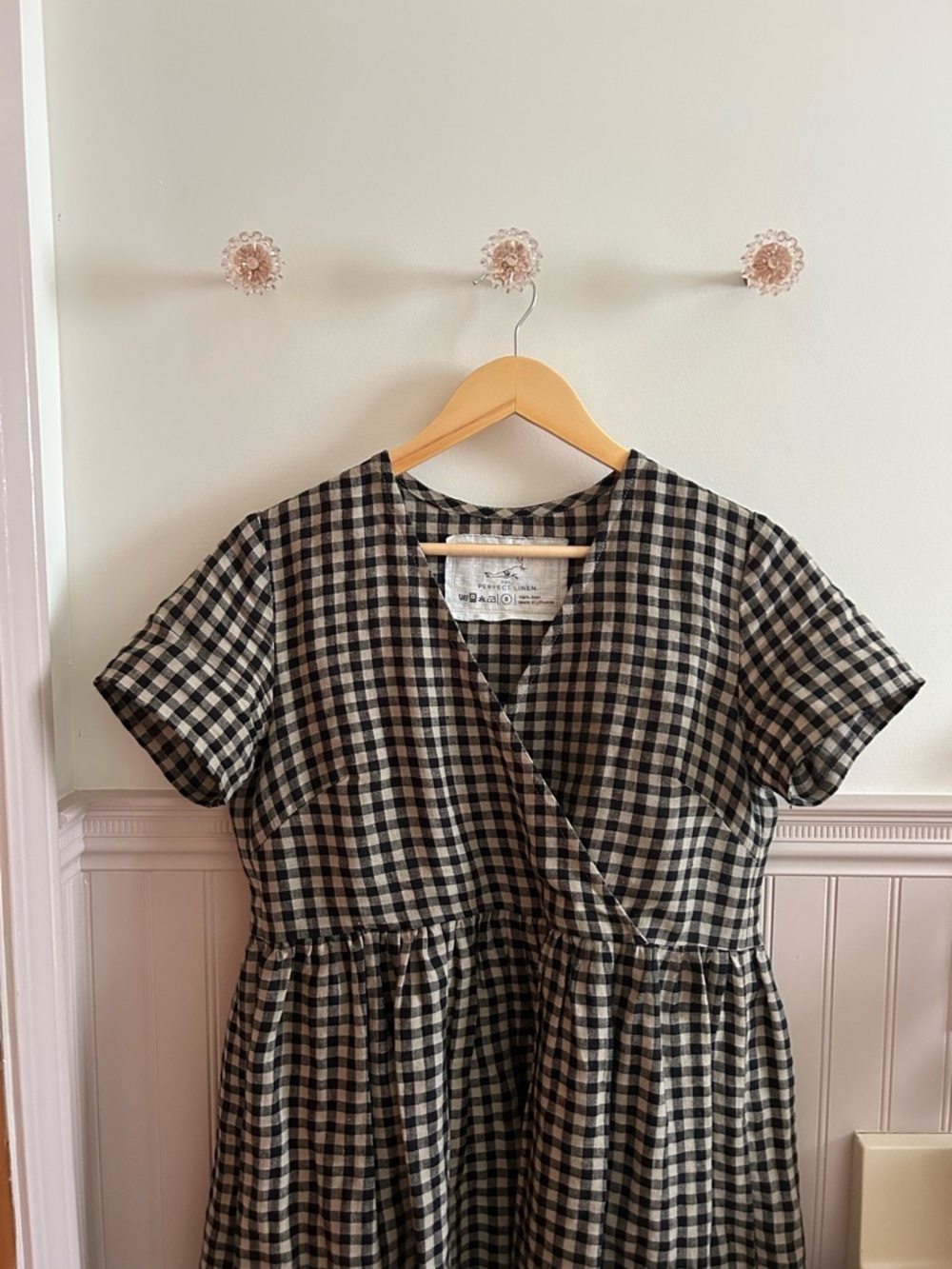 notPERFECTLINEN Black and Cream Gingham Wrap-Style Kids Dress